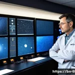 리투아니아 출신 유명 인물 - A detailed portrait of Marius Popovas, a Lithuanian astronomer and technologist, working in a modern...