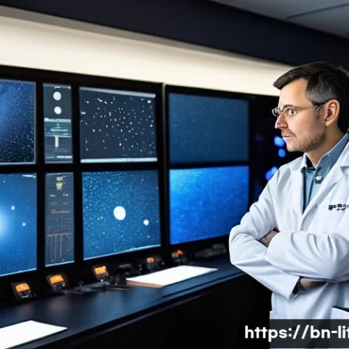 리투아니아 출신 유명 인물 - A detailed portrait of Marius Popovas, a Lithuanian astronomer and technologist, working in a modern...
