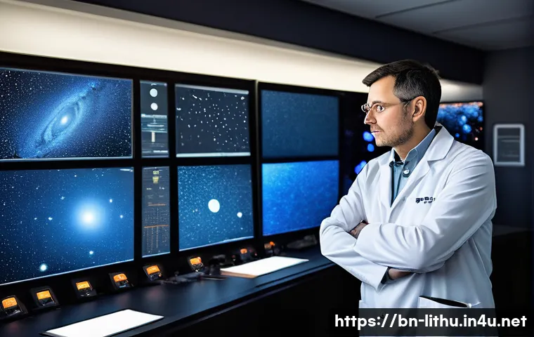 리투아니아 출신 유명 인물 - A detailed portrait of Marius Popovas, a Lithuanian astronomer and technologist, working in a modern...